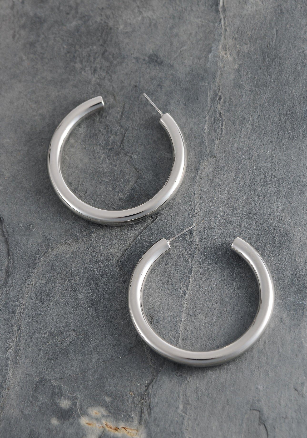 Classic Chunky Silver Hoops