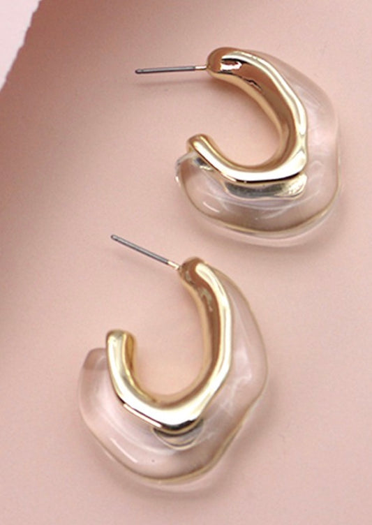 Organic Gold Accent Hoop Earrings